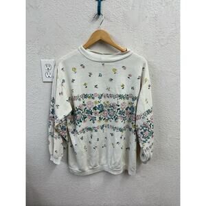 Jeanne Stuart Vintage 90s Floral Sweatshirt Large FLAWS